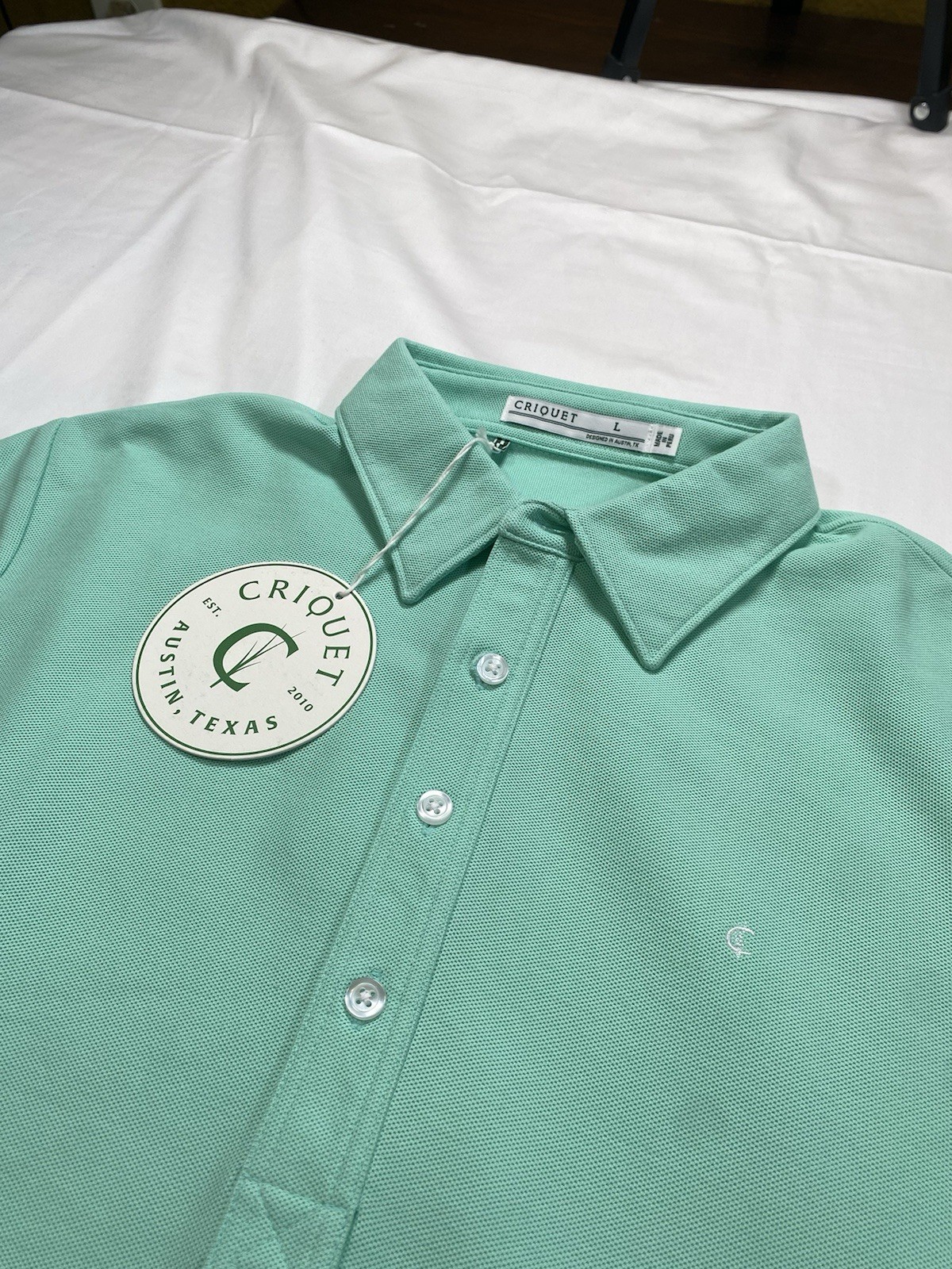 Criquet polo Brand new w tags bright green shirt 100% pima cotton men’s L