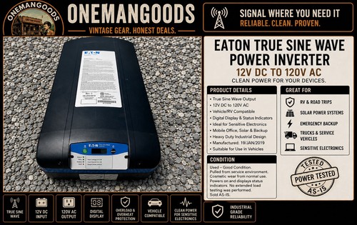 Eaton True Sine Wave Power Inverter 12V DC to 120V AC - Backup Power- Tested