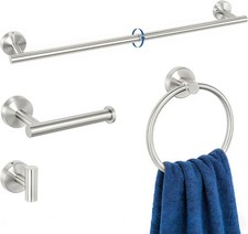 4 Pieces Bathroom Accessories Hardware Set 24 inch Towel Bar Towel Ring Robe