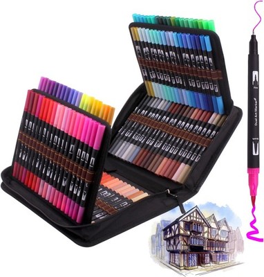 Marker & Filzstifte 120 Colours Pinselstifte,Dual Tip Brush Pen set