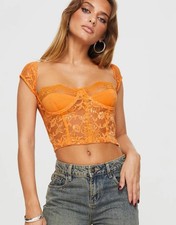 Princess Polly Orange Lace Corset Top Bustier NWT Size US 6