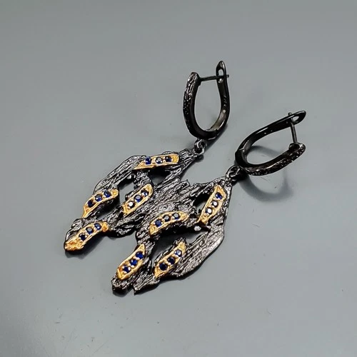 Gemstone jewelry Creation Cubic Zirconia Earrings 925 Sterling Silver /E124826 - Image 2 of 4