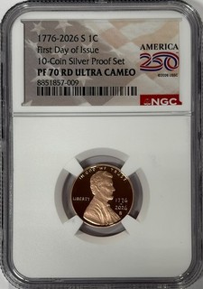 1776 2026 S Lincoln Penny Cent NGC PF70 RD Ultra Cameo First Day Issue FDOI 1c