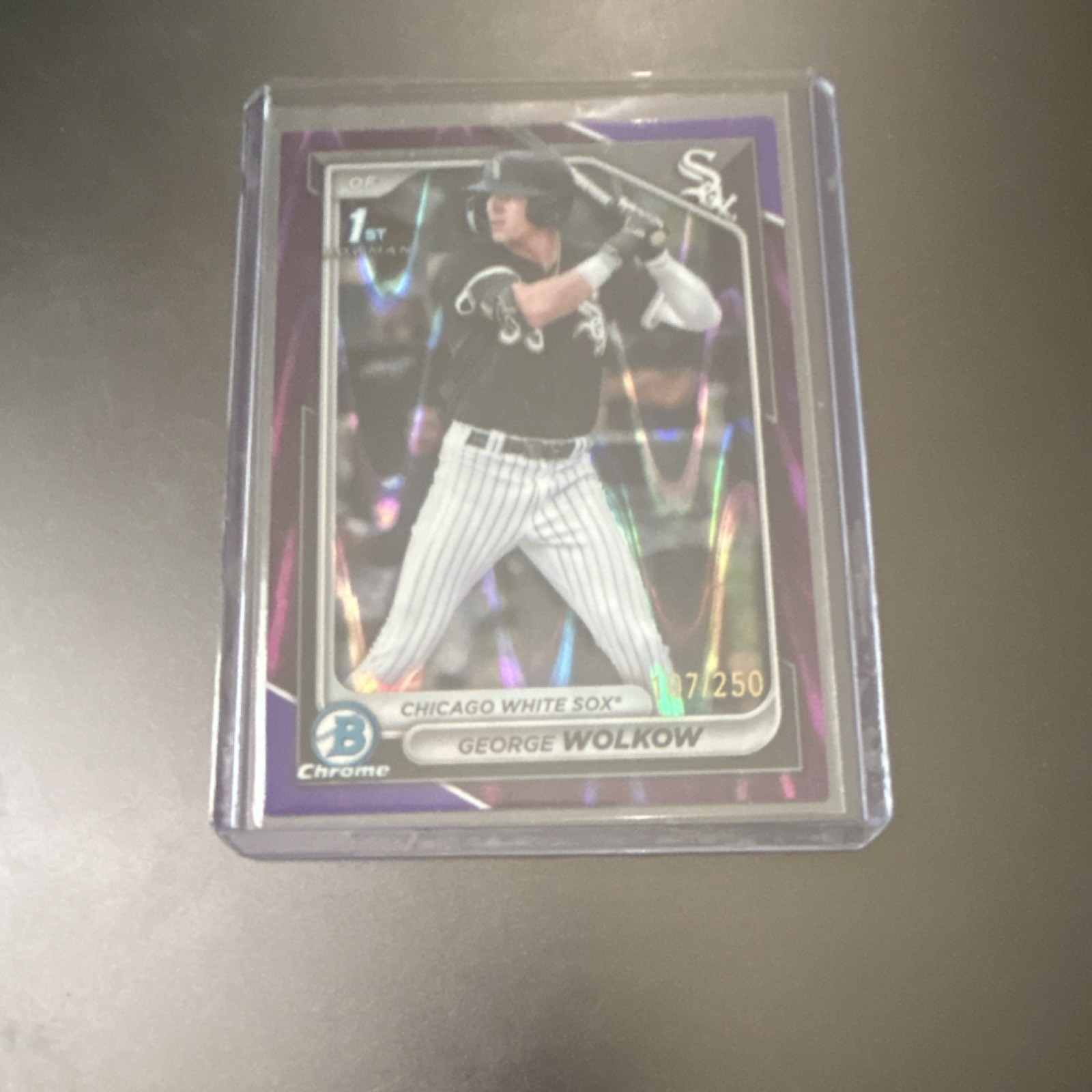 Bowman Chrome 2024 George Wolkow Purple Raywave Refractor /250 BCP-144 White Sox