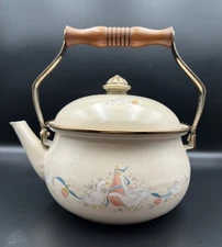 Vintage Marmalade International Geese Metal Enamel Tea Pot Kettle