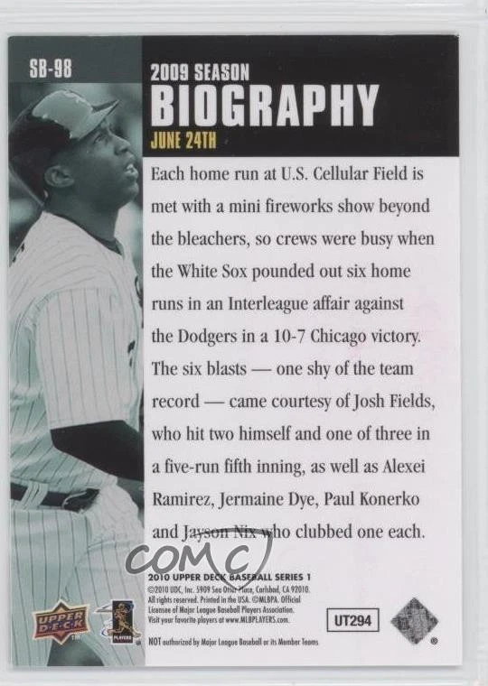 2010 Upper Deck Season Biography Jermaine Dye #SB-98 - Image 2 of 2