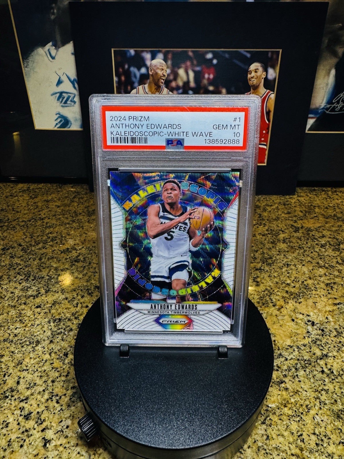 2024-25 Panini Prizm Anthony Edwards Kaleidoscopic White Wave /20 PSA 10 Low Pop