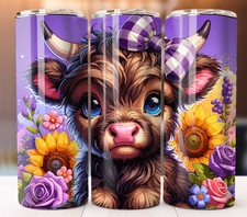 Highland Cow Tumbler 20oz Cup Mug Stainless Steel Drinks cold hot Straw