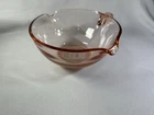 Vintage D & B PINK Glass DEPRESSION BATTER BOWL Large 2 Spout With Knob Handle