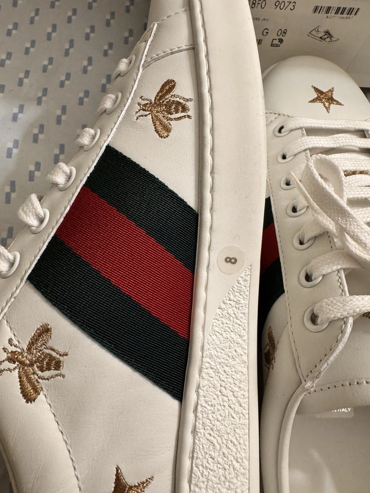 Zapatilla deportiva Gucci Ace Heart piel de serpiente de cuero para hombre talla 8 | US 8.5 auténtica 100 % Foto 2 de 4