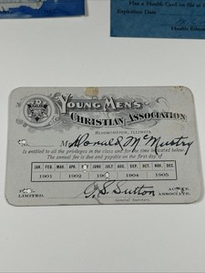 1903-YMCA Membership Card-Bloomington, Illinois ++2 1950s YWCA -Danville, IL