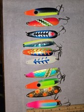 10 Multicolor Metal trolling Spoon Fishing Lures 4in Reflective Treble Hook