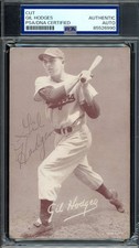 Gil Hodges PSA DNA Coa Signed Rookie 1947 Exhibit Postcard Autograph