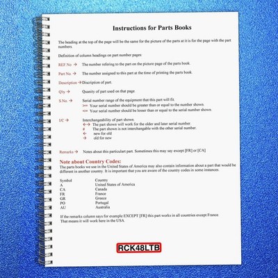 KUBOTA RCK48LTB Parts Manual - STEEL WIRE BOUND - RUGGED JACKET
