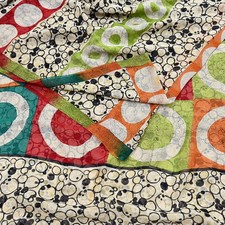 Indian Vintage Sari Ivory Black Pure Georgette Silk Printed Sarees 6Yd Fabric