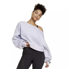 Blogilates Women's Dance Studio Off the Shoulder Sweatshirt-Evening Haze Size L