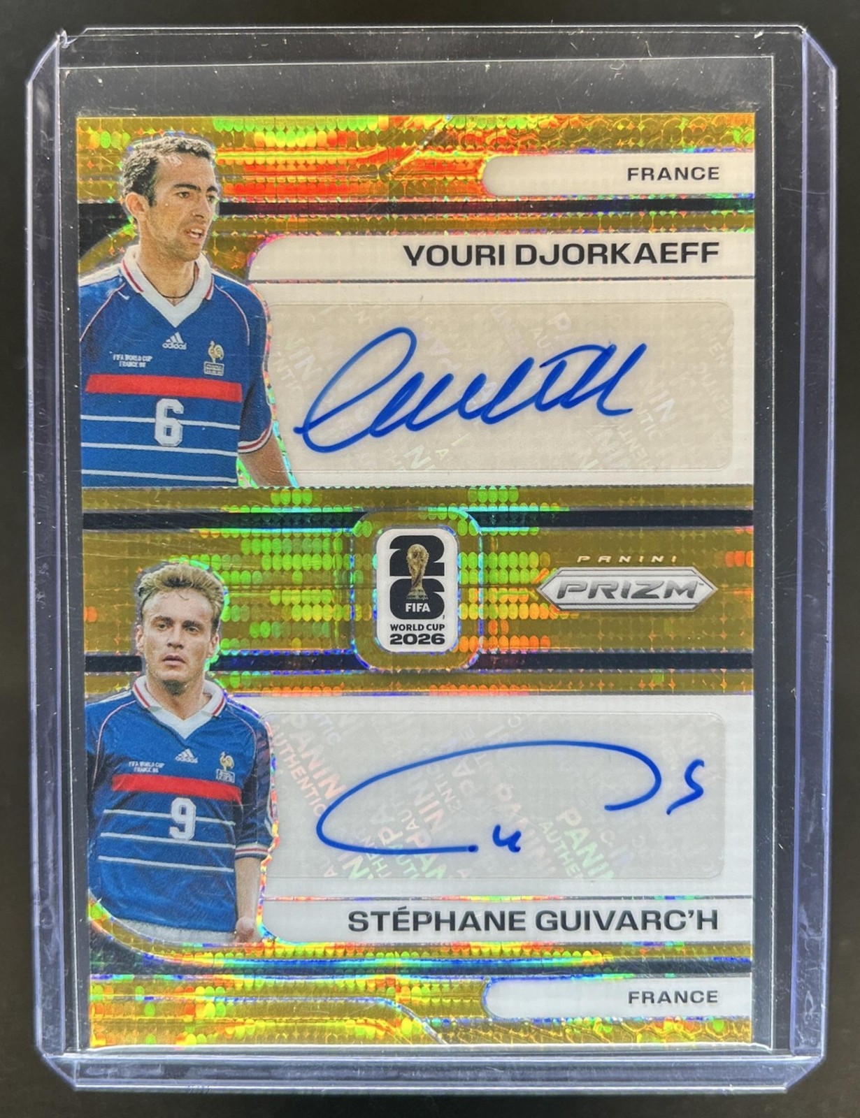 2026 Prizm World Cup Stephane Guivarc'h Youri Djorkaeff Preferred Gold Auto #/10