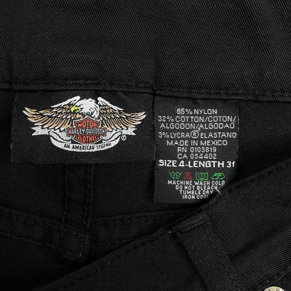 Pantalones de motociclista Harley Davidson negros bootcut tiro alto para mujer 4x30 Foto 3 de 4