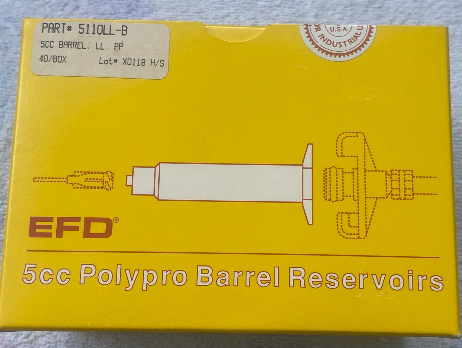 EFD Nordson 5cc Syringe Barrel Reservoirs 40 Pk OEM GENUINE SEALED BOX 5110LL-B