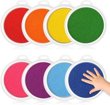 7" Large Kids Ink Pads, 8 Colors Washable for Craft, Handprint & Finger Painting