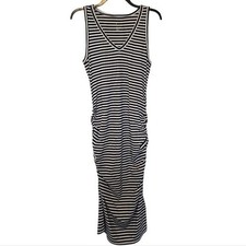A New Day Striped Ruched Ribbed Midi Dress Size Large