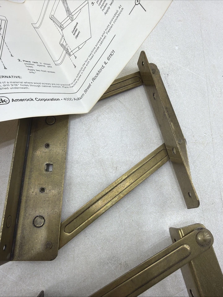 New Vintage Amerock Cabinet Aides Hide-Away Cookbook Rack C-8602 Brackets - Image 4 of 4