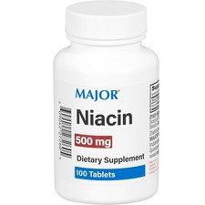 Major Niacin 500 mg Dietary Supplement 100 Tablets