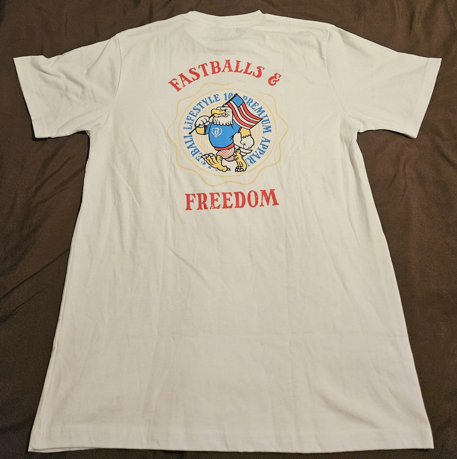Baseball Lifestyle 101 Fastballs & Freedom White Short Sleeve T-Shirt Adult Smal