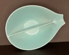 MONTEREY CALIFORNIA POTTERY AQUA SPECKLED DIVIDED SERVING DISH - VINTAGE 1950's