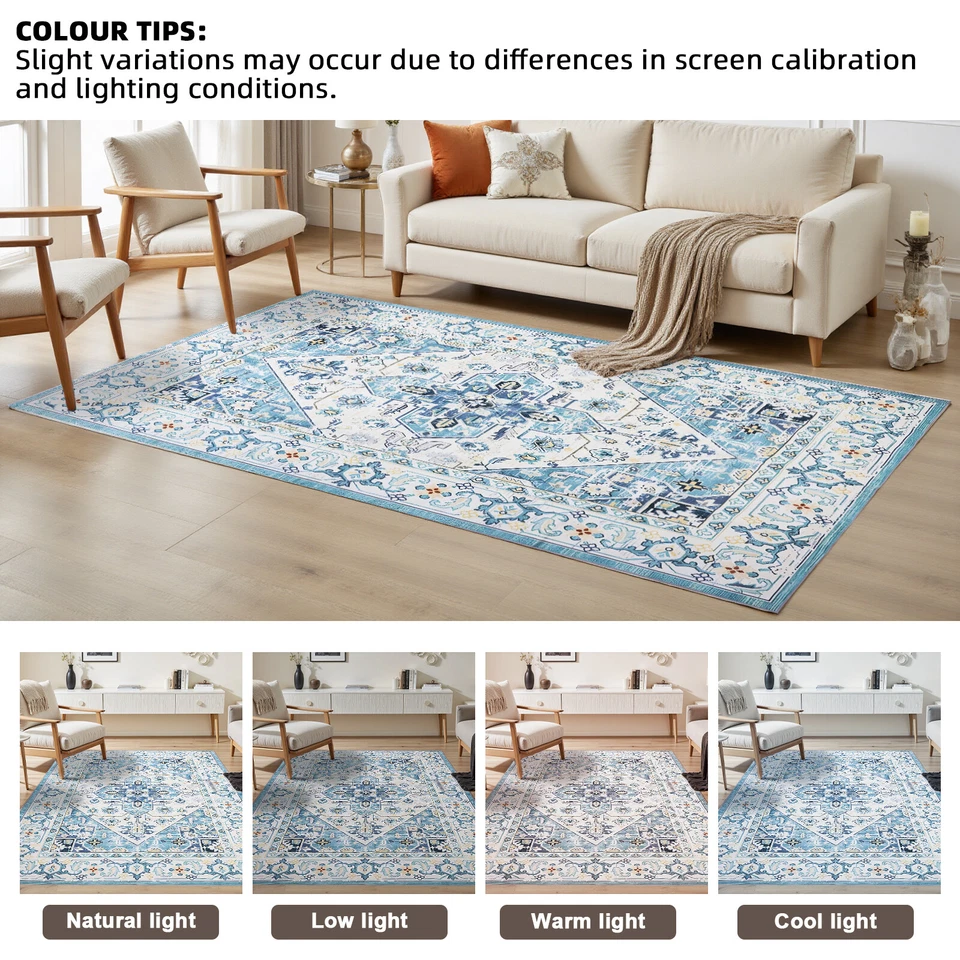 Alfombra de sala de estar vintage de 9 x 12 pies para interior dormitorio comedor hogar oficina Foto 3 de 4