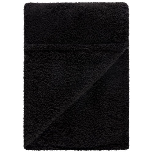 Teddy Rolled Throw Cuddly, Cosy And Convenient Throw With A Carry Handle - Black - Picture 4 of 8
