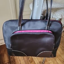 16.5" Wide Laptop Case 14-16" Computer Bag Black/Pink Soft Nylon Briefcase