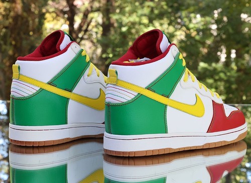 Nike Dunk High 6.0 Rasta Men's Size 9.5 White Green Red Yellow Custom 517562-173 - Picture 11 of 17