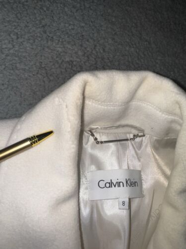 Calvin Klein Peacoat Women 10 Angora Wool Button Front - Picture 8 of 17