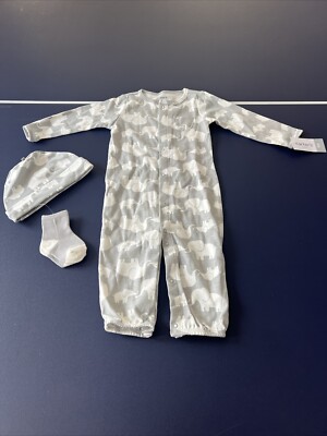 Carter's Baby Boy 3-Piece Elephant Take Home Unisex Set Gray & White 9 Months