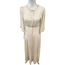 Vintage 60s Miss Elaine Light Mint Green Nylon Button Up Peignoir Robe S
