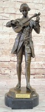 Vintage Musician Statue Mozart Violinist Bronze Sculpture by Cesaro Artwork Sale