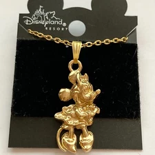 Vintage Disney Minnie Mouse Necklace Pendant Gold Plated 20" Disneyana Mickey
