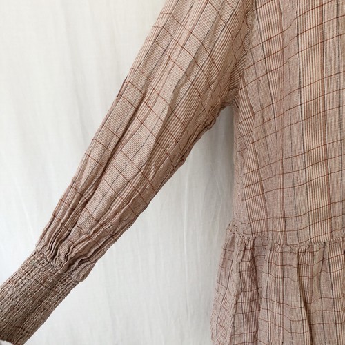 Zoe Kratzmann State Dress Size 2 AU 12/US 8 Linen Brown Mocha Check Button - Picture 11 of 14