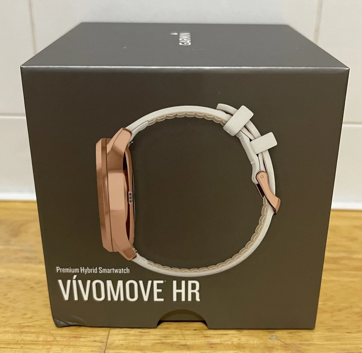 Garmin vivomove® HR (Small/Med Sport model, white w/rose gold hardware)  Hybrid smartwatch with heart rate monitor at Crutchfield