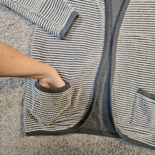 Lands End Cardigan Womens M Open Front Knit Pockets Oversized Cable Knit Long - 第 2/9 張圖片