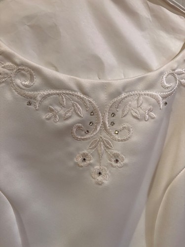 Jessica McClintock Bridal Flower Girl Dress w/Sash Formal Size 7 White Satin - Picture 2 of 7