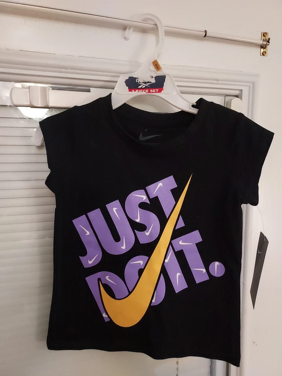 NWT NIKE SIZE 2T BLACK PURPLE SWOOSH T SHIRT