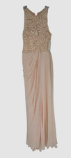 695 Badgley Mischka Women's Pink Sleeveless Sequin Draped Gown Dress Size 2