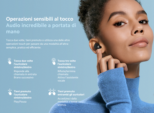 ✅Xiaomi Redmi Buds 3 Auricolari Intraurali con Custodia di Ricarica - Lite Black - Zdjęcie 4 z 4