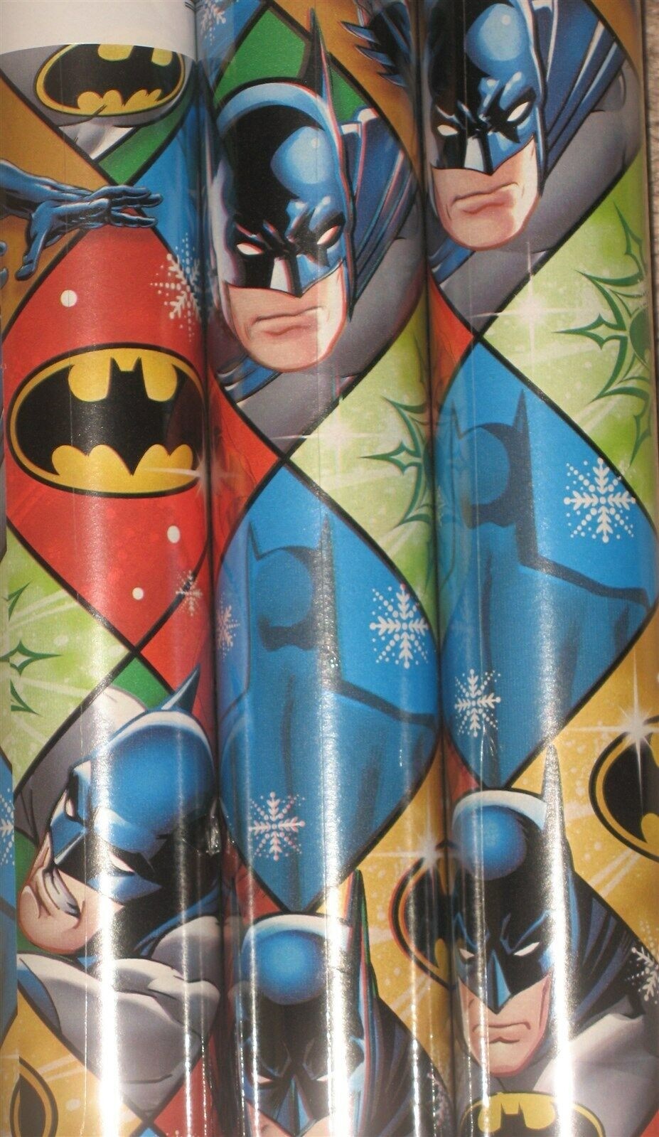NEW Batman Robin Blue Christmas Gift Wrapping Paper 3 Rolls = 60 sqft Free Ship