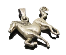 925 Sterling Silver  Vintage Carved Galloping Pony Pendant  PT20422