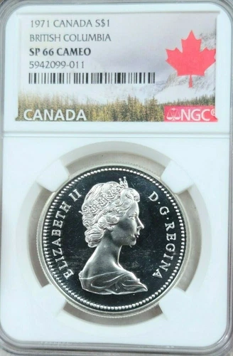 1971 CANADA SILVER 1 DOLLAR S$1 NGC SP 66 CAMEO SCARCE FROSTY WHITE COIN