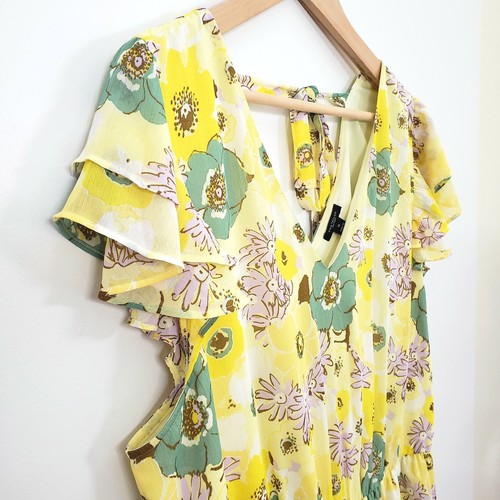 Ann Taylor Factory Women's V Neck Yellow Swing Dress Size XL - Picture 3 of 14