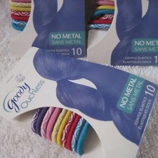 10 Bright Colored Design Goody Ouchless Ponytailer Hair Bands No Metal Elastics